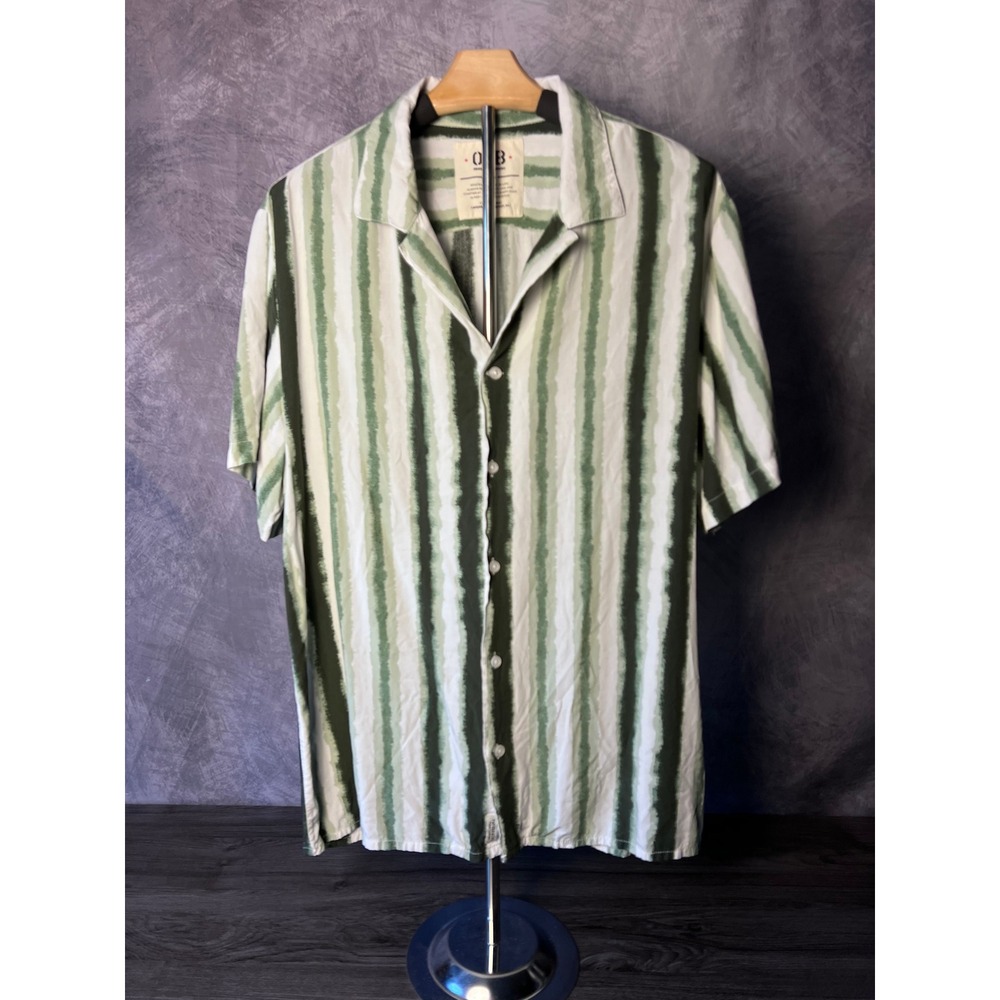 Original Paperbacks Striped Watercolor Collar Resort Men's Large Vacation